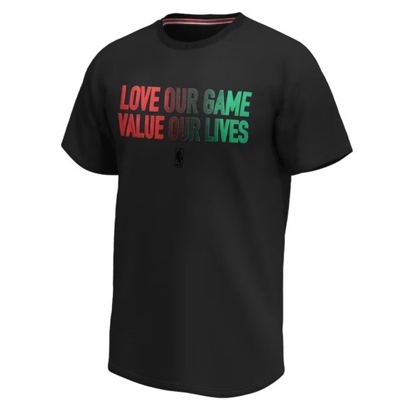 NBA • Black FISLL Love Our Game Value Our Lives T-Shirt - Picture 1 of 5